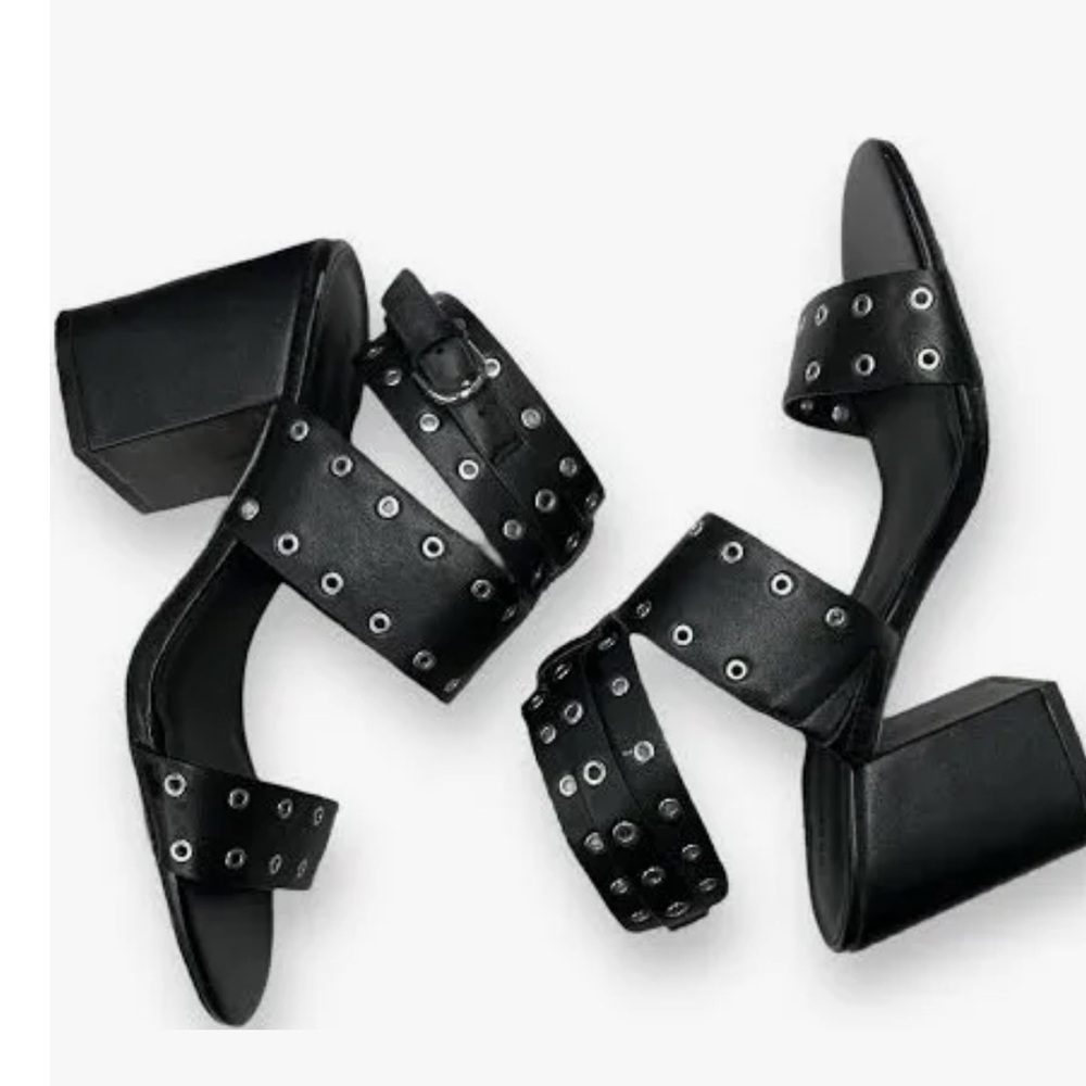 Super cute Rebecca Minkoff heels silver studded on black leather - Picture 9 of 16